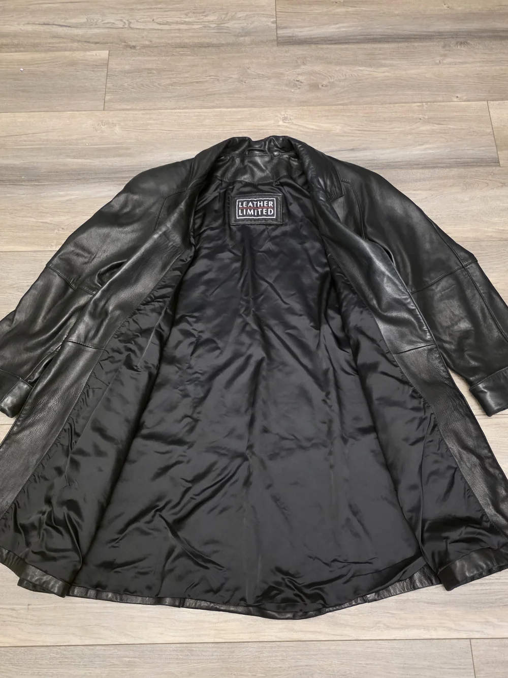 Vtg Leather Limited Black Leather Blazer Jacket Open Front Coat Size XS